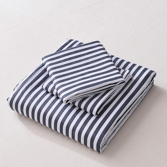 JELLYMONI 100% Natural Cotton 3pcs Striped Duvet Cover Sets, - Image 9