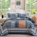 WONGS BEDDING Navy Blue Quilt Set Queen Size, Bohemian Patchwork Bedspread by WONGSBEDDING