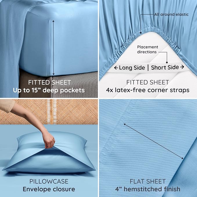 Bambaw Full Sheet Set 4pcs – 100% Viscose Derived from Bamboo Cooling Sheets - Image 5