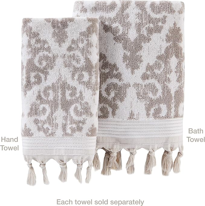 SKL Home Mirage Fringe 100% Turkish Cotton Bath Towel, Taupe 54.00" x 28.00" - Image 4