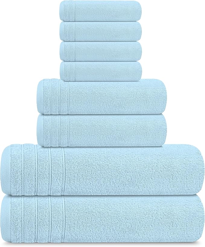 Tens Towels Pack of 8 Towels Set, 2 Extra Large Bath, 2 Hand, 4 Washcloths - Image 9