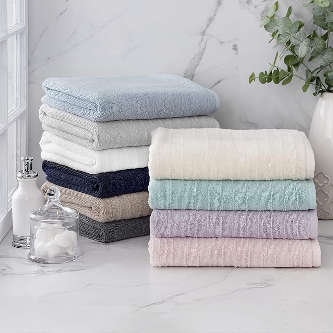 Welhome James 100% Cotton Textured Stripe Towels - Image 6