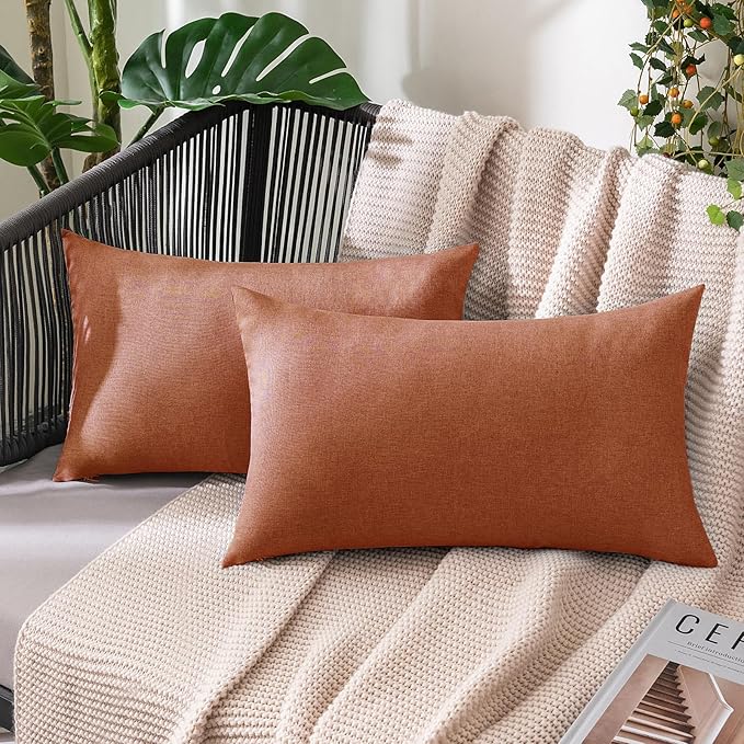 MIULEE Pack of 2 Decorative Outdoor Solid Waterproof Throw Pillow Covers Faux by MIULEE