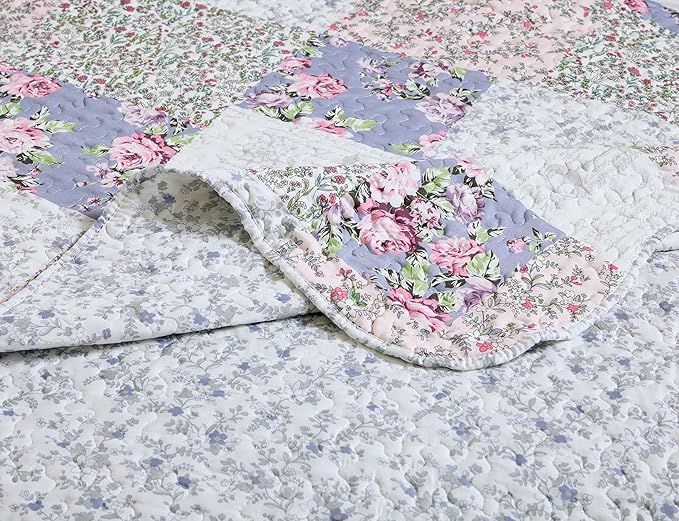 Brilliant Sunshine Roses Toile Quilt Set, 3-Piece Bedding Sets, Traditional - Image 5