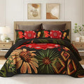 Tyrot 2 Piece Black Red Boho Floral Quilt Sets Twin Size Farmhouse Reversible by TyrotHomeDecor