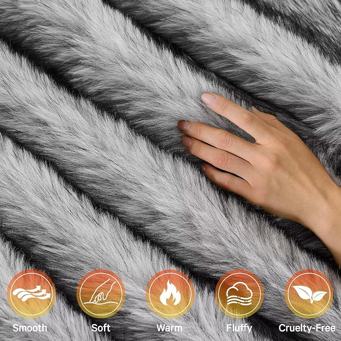 Heated Electric Blanket Throw, Octrot 50"X60" Faux Fur Heating Blanket Luxury - Image 3