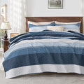 Andency Navy Blue Striped Quilt King, 3 Pieces Patchwork Bedspread Coverlet Set by Andency