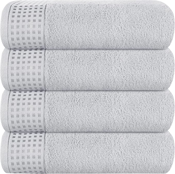 GLAMBURG Ultra Soft 4 Pack Oversized Bath Towel Set 27x54 inches, 100% Cotton by GLAMBURG