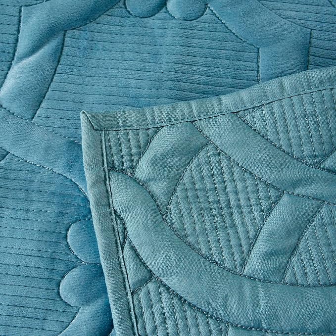 ROOMLIFE Quilt Set King Size 3D Floral Embroidery Pattern 3-Piece Cotton - Image 8