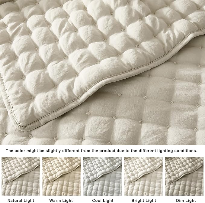 WDCOZY Beige Queen Size Quilts Bedding Sets - Image 2