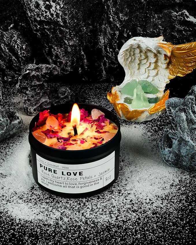 Crystal Candle, Healing Energy Protection Gift, Mindful Intentions, Best Friend - Image 3