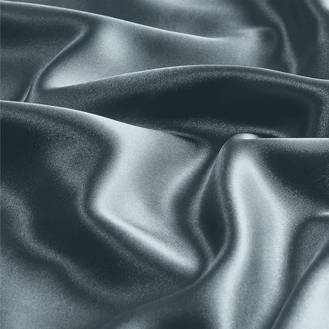 BEDELITE Satin Pillowcase with Zipper, Space Grey Pillow Cases Queen Size Set - Image 3
