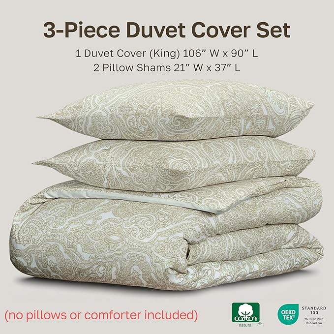California Design Den 3 Piece King Size Duvet Cover Set, 400 Thread Count 100% - Image 5