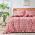 Gingham Duvet Cover King Size, 3 Pieces Soft Breathable Microfiber Plaid by Kisswish