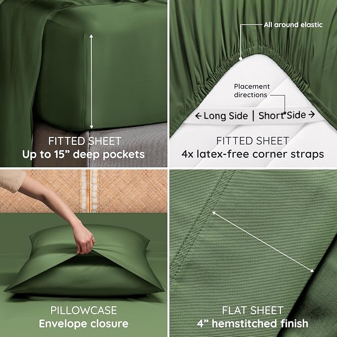 Bambaw Full Sheet Set 4pcs – 100% Viscose Derived from Bamboo Sheets Full Size - Image 5