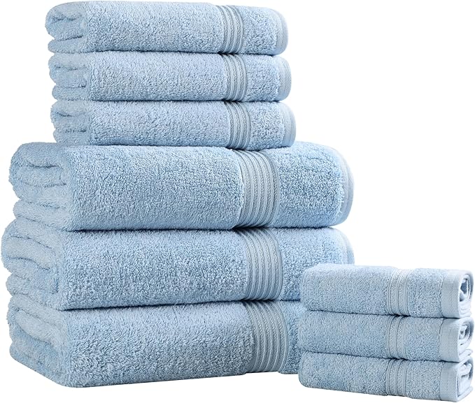 Superior Egyptian Cotton 9-Piece Towel Set, Guest Bath Decor Essentials - Image 2