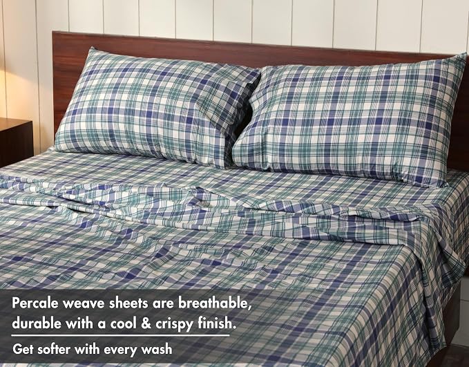 RUVANTI 100% Cotton Sheets – Split King Size Percale Bedding, Cooling & - Image 4