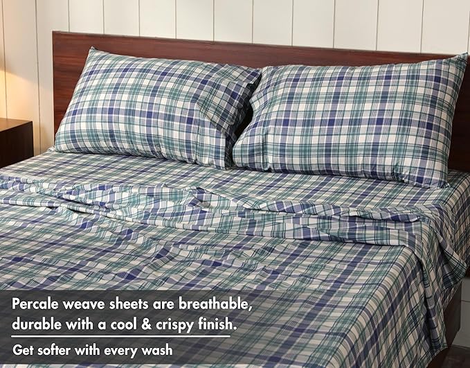 RUVANTI 100% Cotton Sheets – Twin Size Percale Bedding, Cooling & Breathable - Image 4
