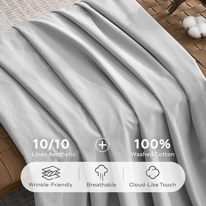 JELLYMONI 100% Washed Cotton Duvet Cover Full – Soft, Breathable Linen-Look - Image 3