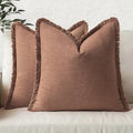MIULEE Decorative Throw Pillow Covers Neutral Linen Fringe Throw Pillows Set of by MIULEE