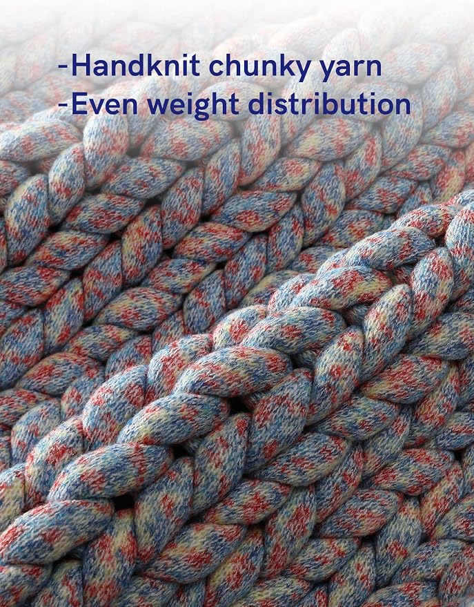 YnM Weighted Blanket, Handmade Chunky Knitted Design, Soft and Cozy, - Image 2