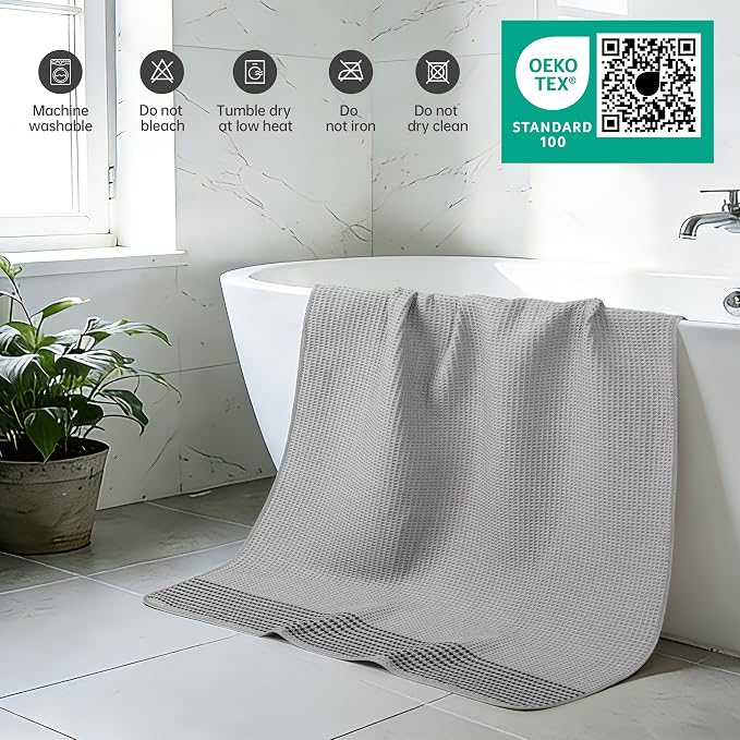 MICROFI New Microfiber Waffle Bath Towels, 2 Pieces, Fast Drying, Lint Free 430 - Image 5