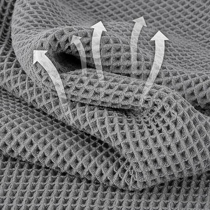 Microfiber Waffle Bath Towels, 4 Pieces, Fast Drying, Lint Free 430 GSM - Image 2