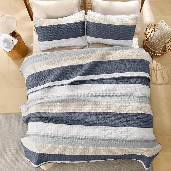 Litanika California King Quilt Set Blue and Yellow - Image 3