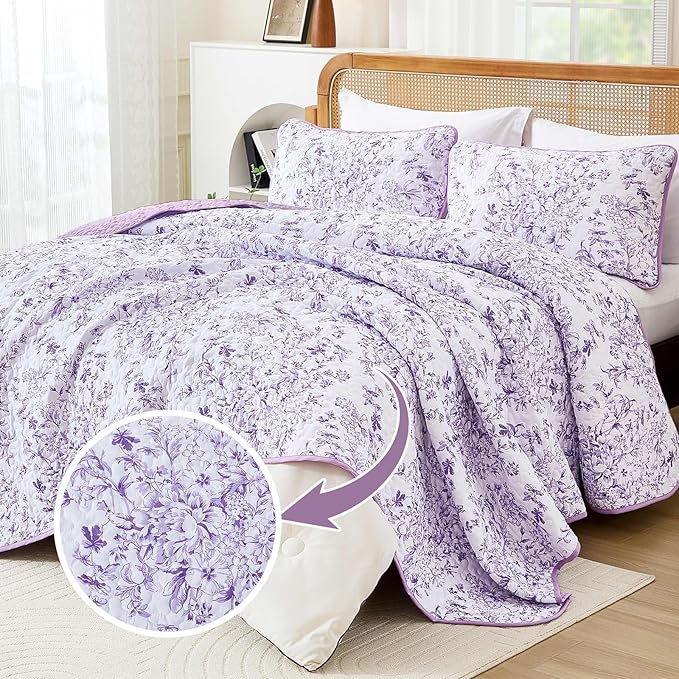 WONGS BEDDING Quilt Queen Size, Botanical Quilt - Image 2