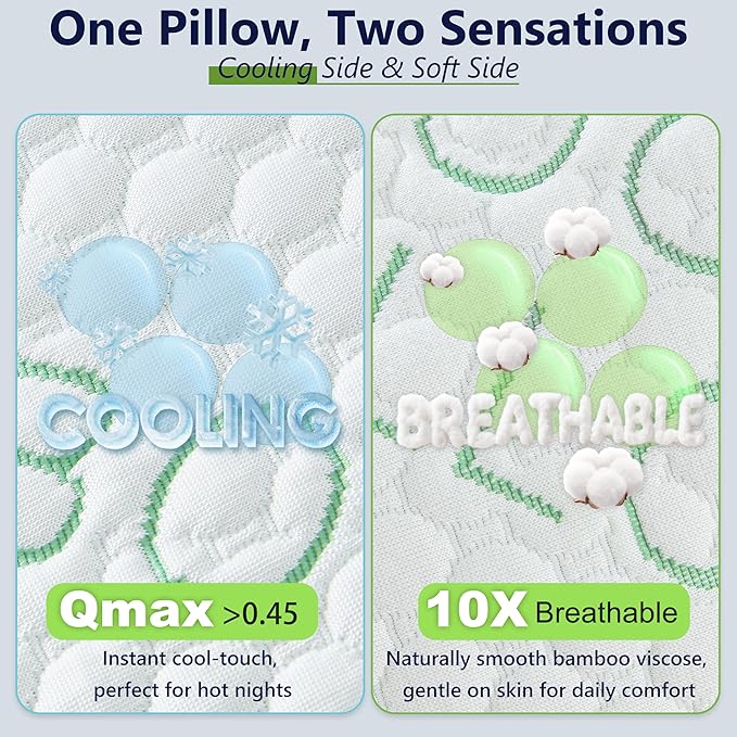 Shredded Memory Foam Pillows, Cooling Pillows King Size Set of 2 Adjustable - Image 7