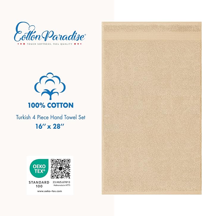 Cotton Paradise Hand Towels for Bathroom, 100% Cotton Turkish 4 Piece Hand - Image 4