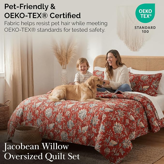 Southshore Fine Living, Inc. Oversized King Quilt Bedding Set, Jacobean Willow - Image 5