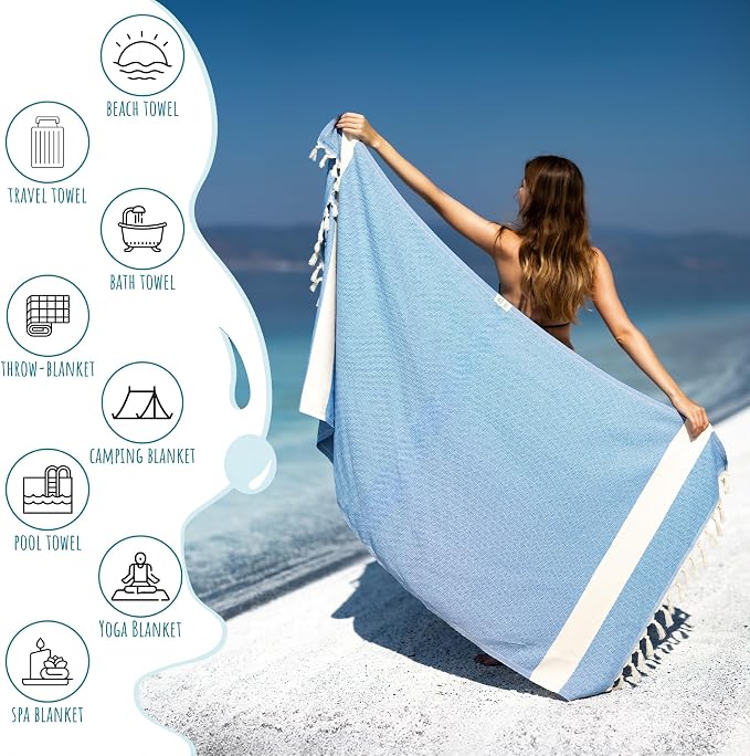 Turkish Beach Towel Oversized Clearance XL 40x71- Sand Free - Image 3