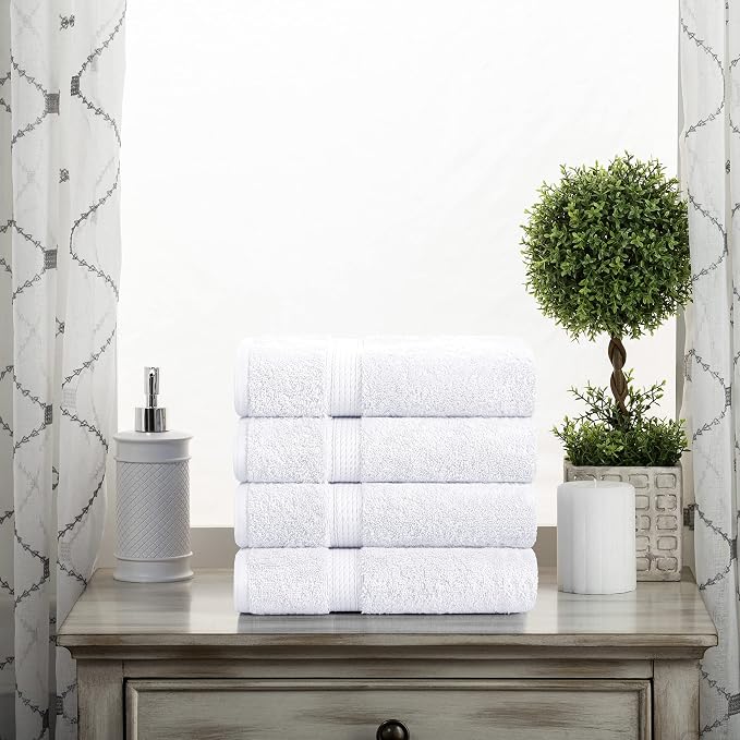SUPERIOR Egyptian Cotton Pile Hand Towel Set of 4, Ultra Soft Luxury Towels - Image 2