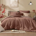 Monbix Twin XL Comforter Set Terracotta, Cationic Dyeing Bedding Set Reversible by Monbix