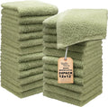 Basic Wash Cloths 12x12 Inches – Bulk Pack of 24 – Sage Green Color – Soft and by TEXTILA