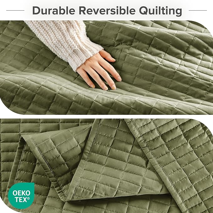Comfort Spaces King Quilt Set Modern Reversible Plaid Coverlet King Bedding Set - Image 5