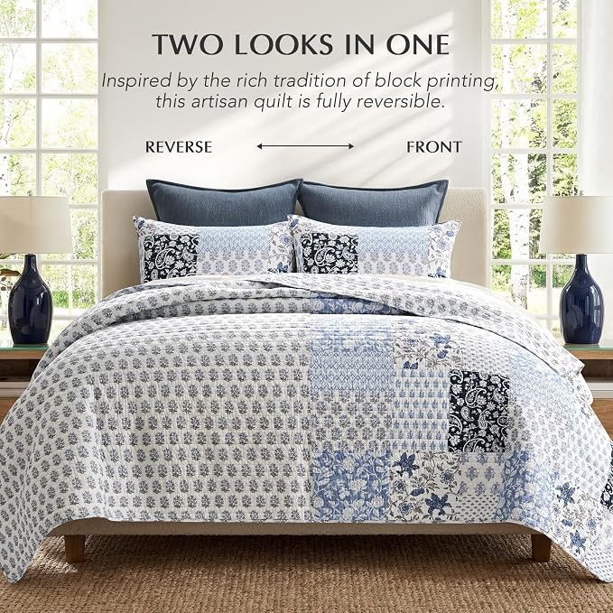 EverGrace Cotton Quilt Set King Size, 100% Cotton Reversible Lightweight - Image 4