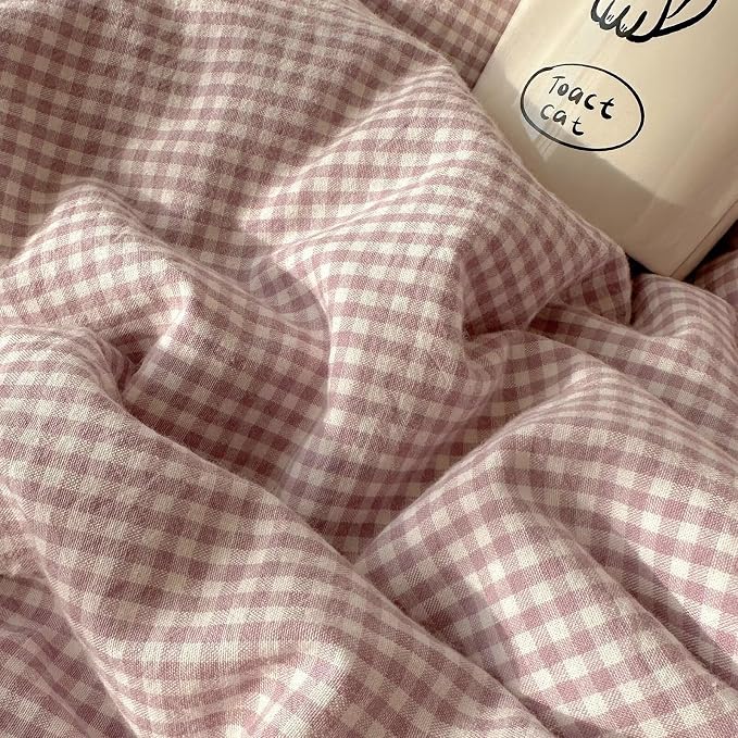 mixinni Purple White Gingham Duvet Cover Twin XL Size - Image 9