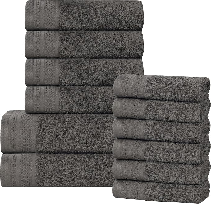 Superior Honeycomb 100% Cotton 500 GSM 12 Piece Bath Towel Set, 6 Washcloths by SUPERIOR