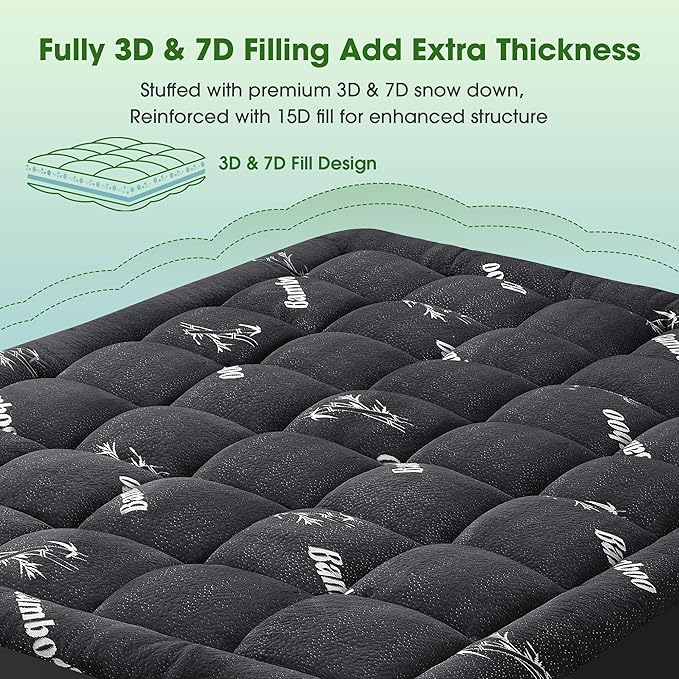 Mattress Pad King Size, Cooling Pillow Top Mattress Topper, Ultra Soft Viscose - Image 6