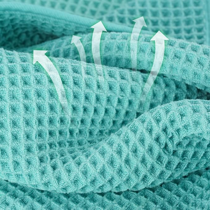 MICROFI Microfiber Waffle Bath Towels, 4 Pieces, Fast Drying, Lint Free 430 GSM - Image 2