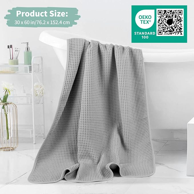 MICROFI New Microfiber Waffle Bath Towels, 2 Pieces, Fast Drying, Lint Free 430 - Image 5