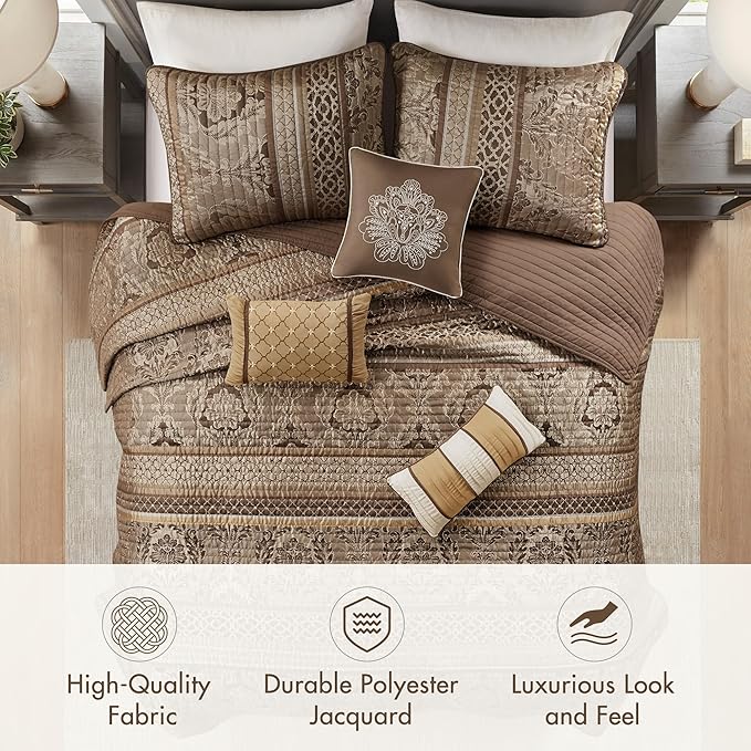 Madison Park Quilt Traditional Damask Design All Season, Lightweight Coverlet - Image 3