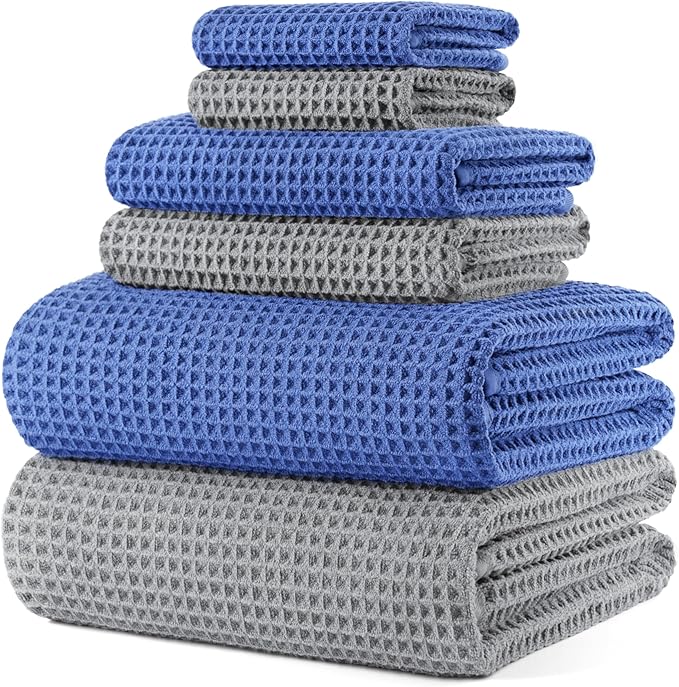POLYTE 430 GSM Microfiber Quick Dry Lint Free Oversize Bath Towel Set, 6 Piece by Polyte