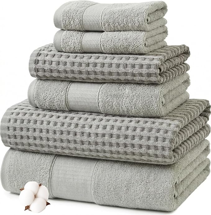Modern Threads 6 Piece Cotton Bath Towel Set – Ultra Soft 600 GSM Towels – by ModernThreads