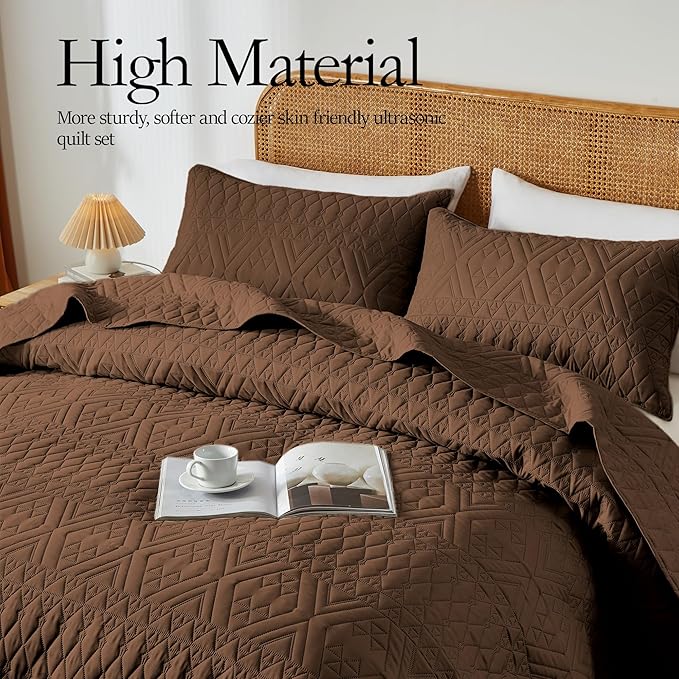 akkialla Twin Size Quilt Bedding Set, Modern Style Geoetric Pattern Coverlet Set - Image 3
