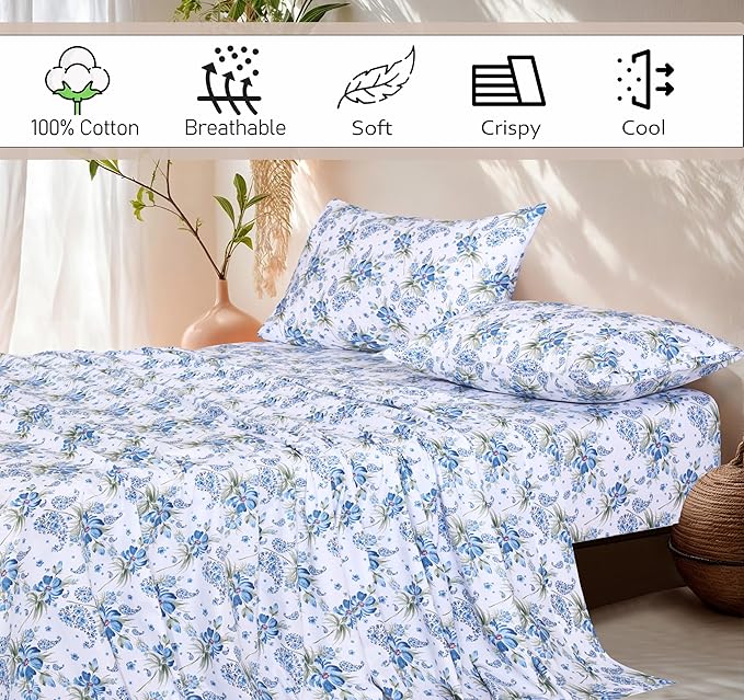 RUVANTI 100% Cotton Sheets – Full Size Percale Bedding, Cooling & Breathable - Image 5