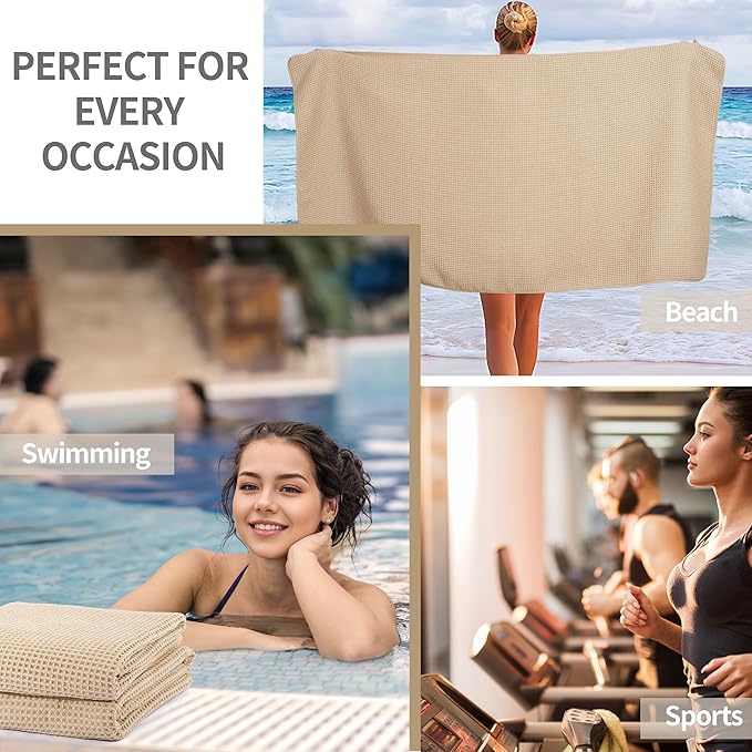 Microfiber Waffle Bath Towels, 4 Pieces, Fast Drying, Lint Free 430 GSM - Image 7