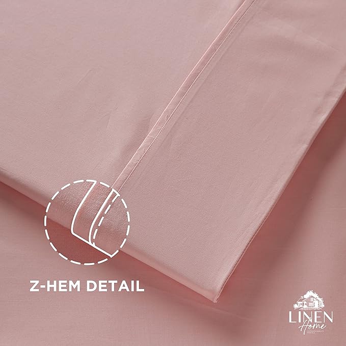 Linen Home 100% Cotton Percale 1 Flat Sheet, Twin Size - Image 3